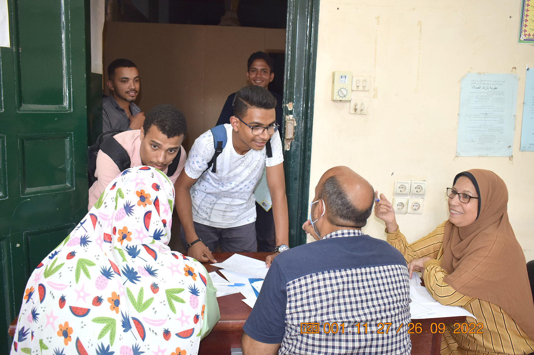 Receiving new students for medical examination